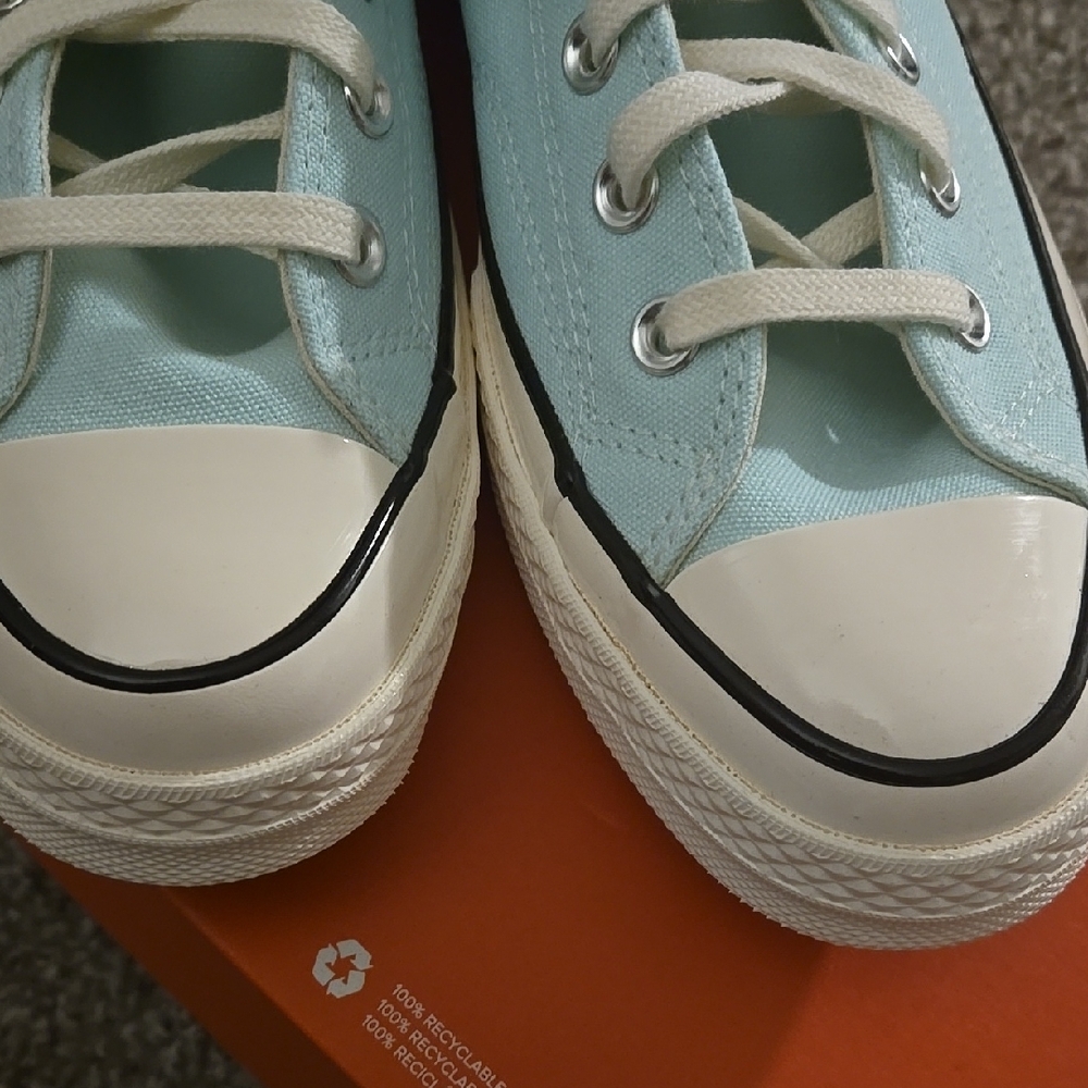 Converse Women's Light Blue High-Top Sneakers - Picture 7 of 8